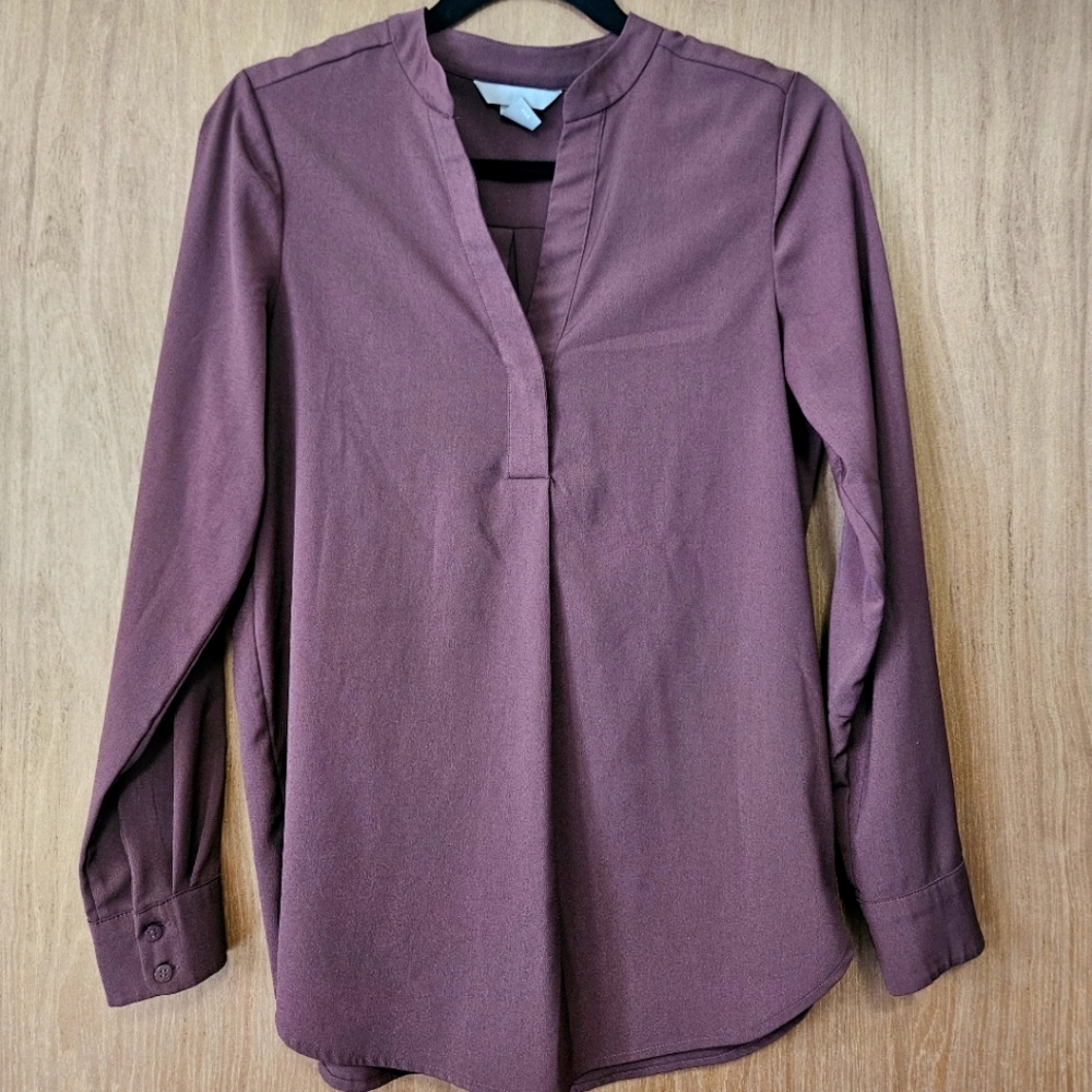 H&M Long Sleeve V-Neck Top - Purple